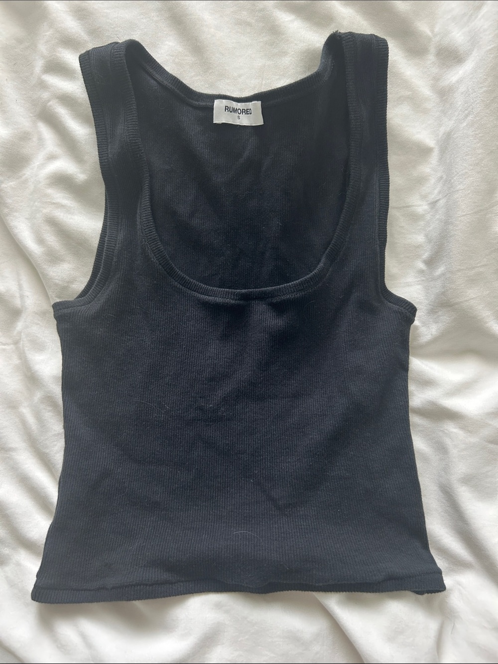 Rumored Black Ribbed Scoop Tank - Women's Sleeveless Top